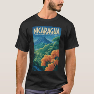 ニカラグアの火山イラスト 旅行アート ヴィンテージ Tシャツ