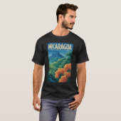 ニカラグアの火山イラスト 旅行アート ヴィンテージ Tシャツ (正面フル)