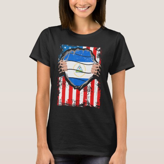 ニカラグアアメリカ人ニカラグア国旗f tシャツ (正面)