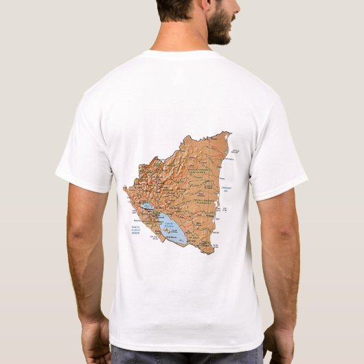 ニカラグア国旗と地図Tシャツ Tシャツ (裏面)