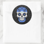 ニカラグア国旗の砂糖スカルとバラ ラウンドシール (バッグ)