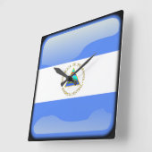 ニカラグア国旗 スクエア壁時計 (傾斜)