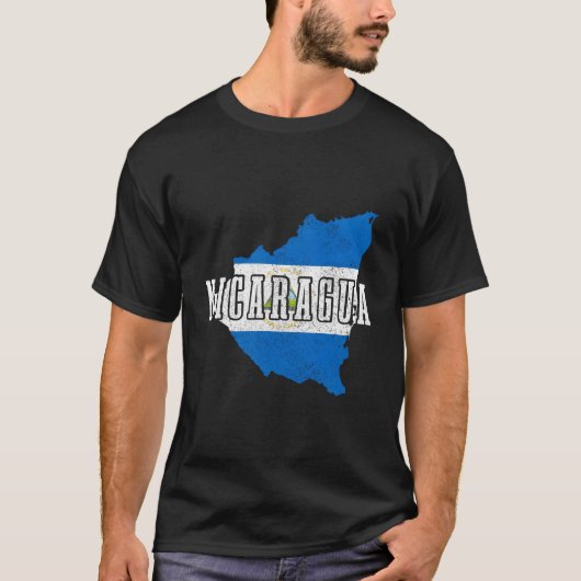 ニカラグア地図 ニカラグアの誇り 国旗 Tシャツ (正面)