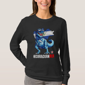 ニカラグア好きのニカラグア国旗 恐竜 S Tシャツ