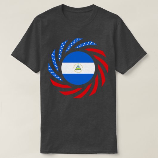 ニカラグア系アメリカ多国籍愛国国旗 Tシャツ (デザイン正面)
