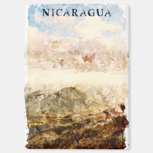 ニカラグア風景水彩旅行 マグネット (正面)