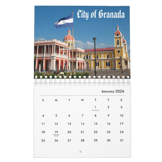 ニカラグア カレンダー (1月 2026)