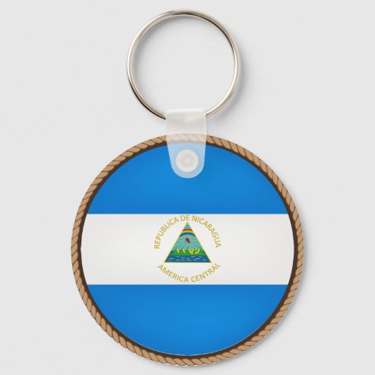 ニカラグカッコいいア国旗のシール キーホルダー (正面)