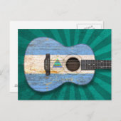 ニカラグ擦り切れたア国旗のアコースティックギター、ティール(緑がかった色) ポストカード (正面/裏面)