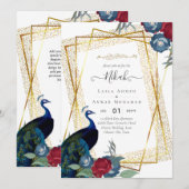 ニカーフレーム 結婚式 インド アラビアン ゴールド ペア共に幸せな瞬間を 招待状 (正面/裏面)