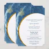 ニカ・ウェディング招待状 | モダンなイスラム教のワリーマ 招待状 (正面/裏面)