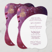 ニカ・ウェディング・招待状 | モダンなイスラム教のワリーマ 招待状 (正面/裏面)