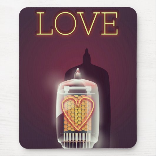 ニキシー管 'Love' ビンテージ ポスター マウスパッド (正面)
