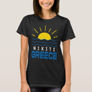 ニキティギリシャ日照海と波女性の声 Tシャツ