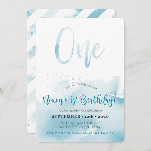 ニクカスタムソンの最初の誕生日招待状 招待状 (正面/裏面)