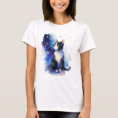 ニクシーと名付けられた猫 - 水彩画風 Tシャツ (正面)