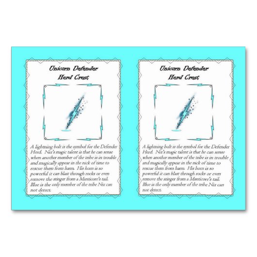 ニクスニッケル角状のユニコーンのトレーディングカード テーブルナンバー (裏面)