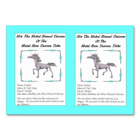 ニクスニッケル角状のユニコーンのトレーディングカード テーブルナンバー (正面)