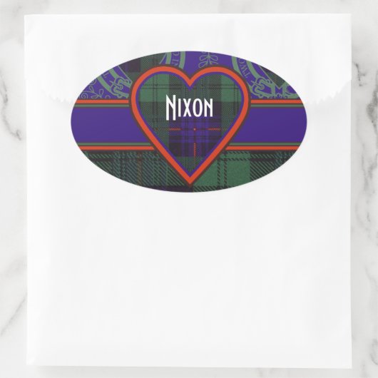 ニクソンの一族の格子縞のスコットランドのキルトのタータンチェック 楕円形シール (バッグ)