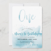 ニクソン君の1歳の誕生日にお使いいただけるカスタム招待状 招待状 (正面)