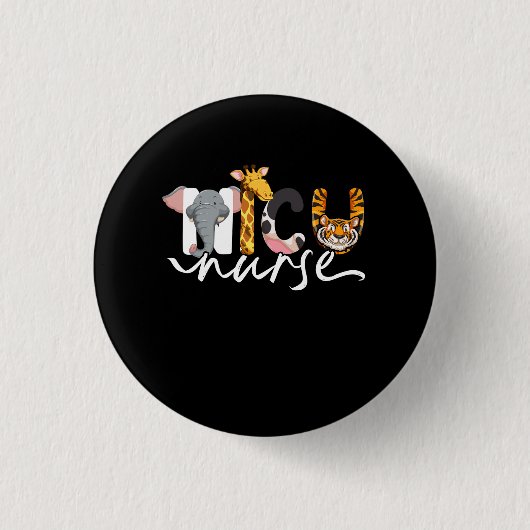ニクナースかわいいサファリベビーアニマル看護 缶バッジ (正面)