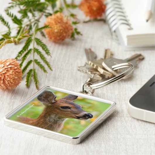 ニグレポートレートの笑顔の鹿の子鹿 キーホルダー (側面)