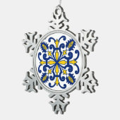 ニケア伝統的モロッコモールポルトガルのタイル スノーフレークピューターオーナメント (右)