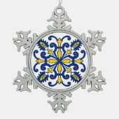 ニケア伝統的モロッコモールポルトガルのタイル スノーフレークピューターオーナメント (正面)