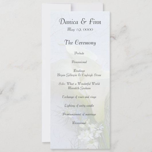 ニゲラとストックの花を持つカラのユリ 招待状 (正面)