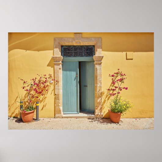 ニコシア・キプロスの古い本格的な緑の扉 ポスター (正面)