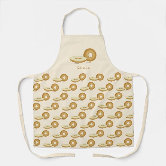 ニコニコしたベーゲルタン茶色の言葉食べ物マンガ エプロン (正面)
