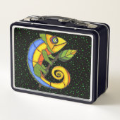 ニコニコカラフルハッピーリザードオンウィッグ水玉模様 メタルランチボックス (裏面)