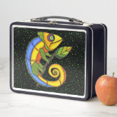ニコニコカラフルハッピーリザードオンウィッグ水玉模様 メタルランチボックス (インサイチュ)