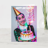 ニコニコドラッグクイーンおもしろい誕生日 カード (正面)