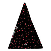 ニコニコ白スカル赤グリッター目水玉模様 パーティーハット (右)