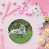 ニコニコ白虎とヤシの木の紙プレート ペーパープレート (パーティー)