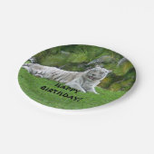 ニコニコ白虎とヤシの木の紙プレート ペーパープレート (アングル)