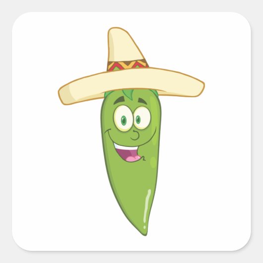 ニコニコ青唐辛子 スクエアシール (正面)