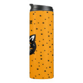 ニコニコ黒ハロウィーンキャット顔スターズオレンジ タンブラー (回転右)