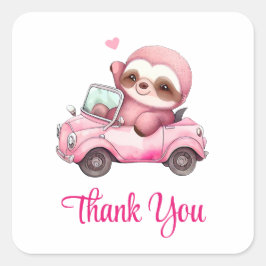 ニコニコPink Slothコンバーチブル運転ありがとう スクエアシール