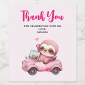 ニコニコPink Slothコンバーチブル運転ありがとう ワインラベル (シングルラベル)