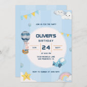 ニコニリングクラウドレインボー誕生日招待状 招待状 (正面/裏面)