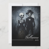 ニコニリンググールカップルブラック&ホワイトハローウィンパーティ 招待状 (正面)