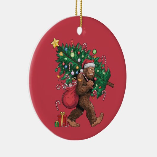 ニコニリングビッグフートレッドクリスマスツリーオーナメント セラミックオーナメント (右)