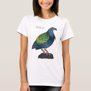 ニコバルクジャクの鳥の漫画イラスト Tシャツ
