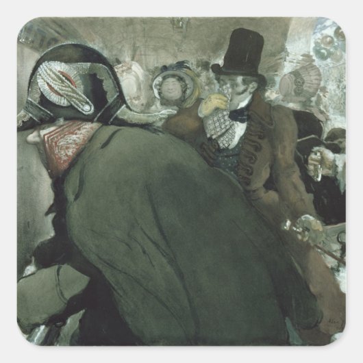 ニコライ・ゴゴゴルによる鼻イラストレーション スクエアシール (正面)