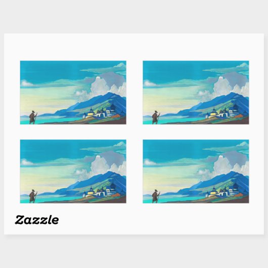 ニコライ・ローリッチによるラディアントシティ巡礼者 長方形シール (シート)