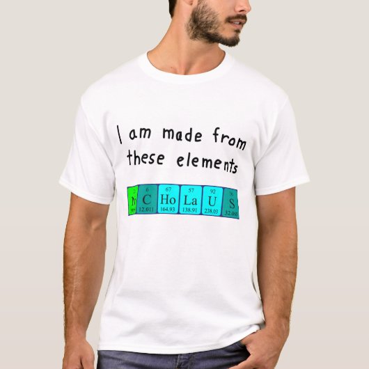 ニコラウスの周期表名シャツ Tシャツ (正面)