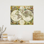 ニコラエス・ヴィシュエによる世界の旧地図 ポスター (キッチン)