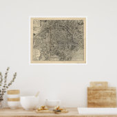 ニコラスデファー1700によるパリの地図 ポスター (キッチン)